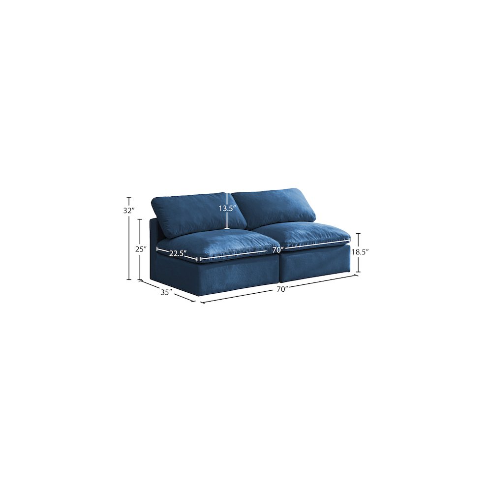 Plush Navy Velvet Standard Comfort Modular Sofa