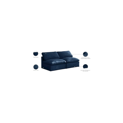 Plush Navy Velvet Standard Comfort Modular Sofa