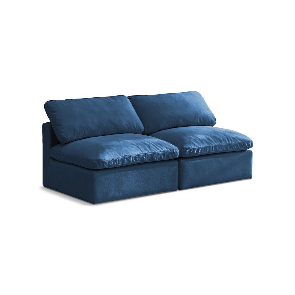 Plush Navy Velvet Standard Comfort Modular Sofa