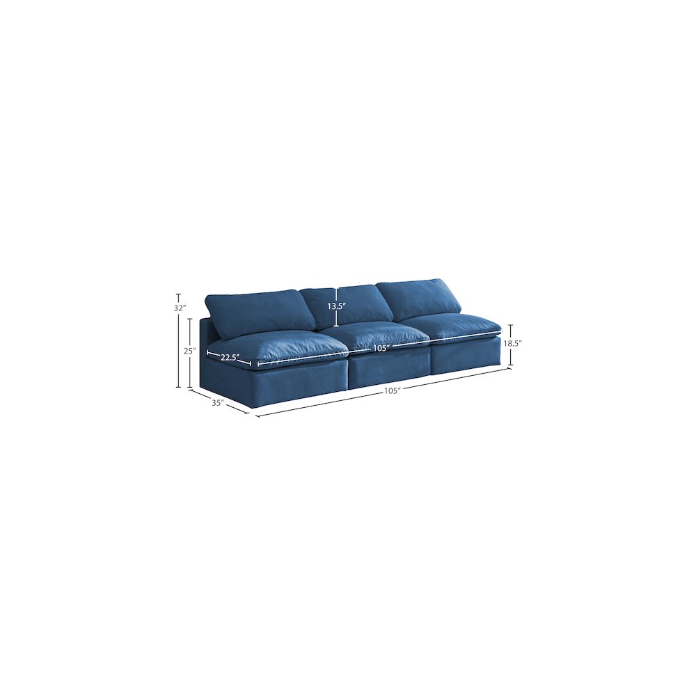 Plush Navy Velvet Standard Comfort Modular Sofa