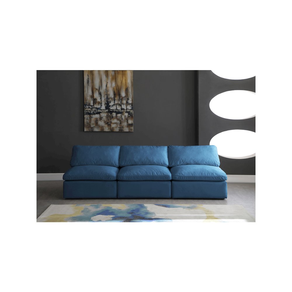 Plush Navy Velvet Standard Comfort Modular Sofa