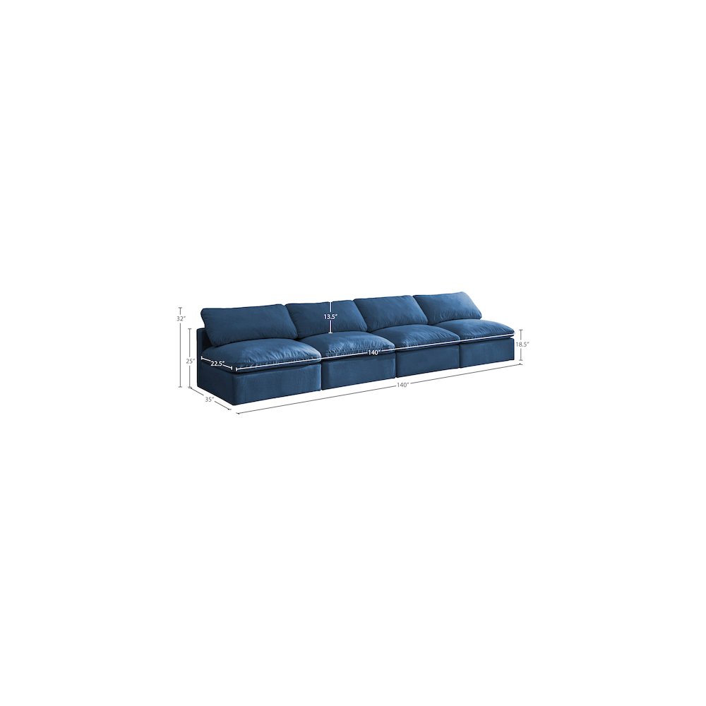 Plush Navy Velvet Standard Comfort Modular Sofa