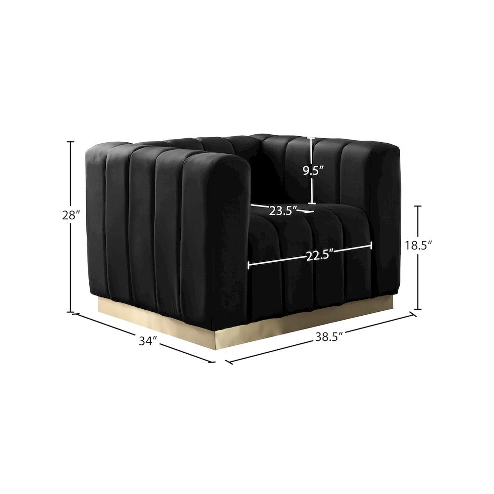 Marlon Black Velvet Chair