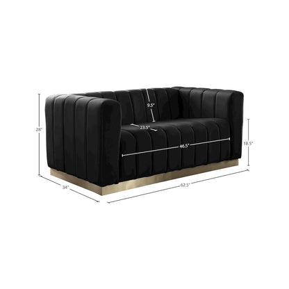 Marlon Black Velvet Loveseat