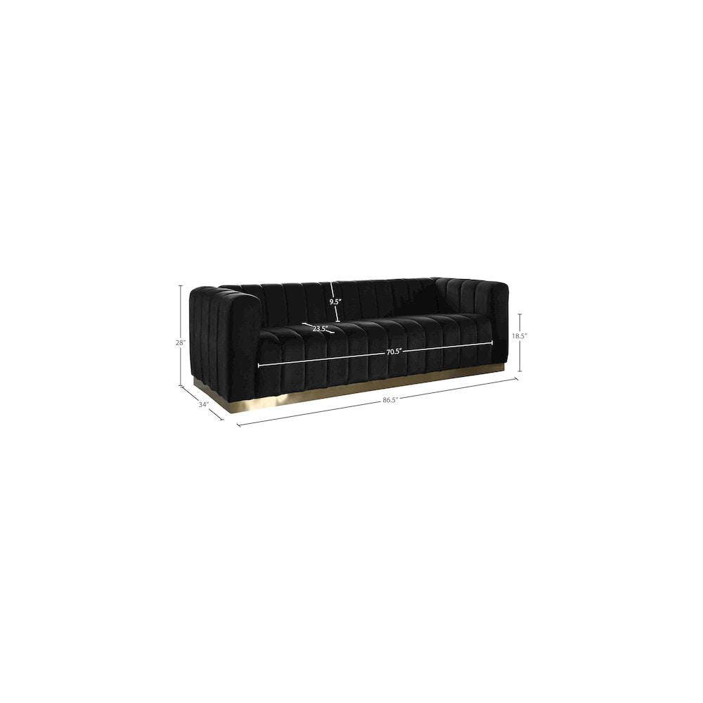 Marlon Black Velvet Sofa