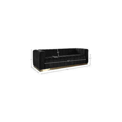 Marlon Black Velvet Sofa