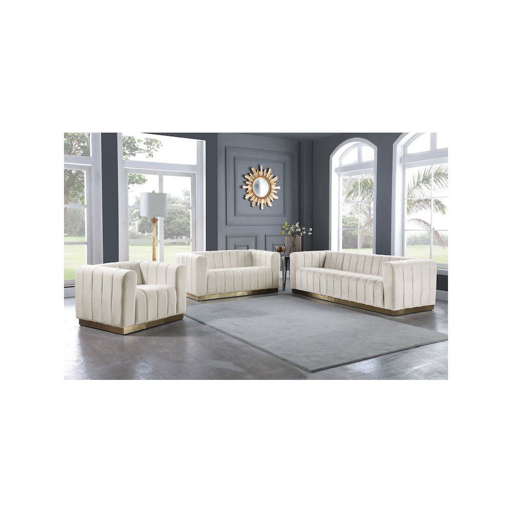 Marlon Cream Velvet Sofa