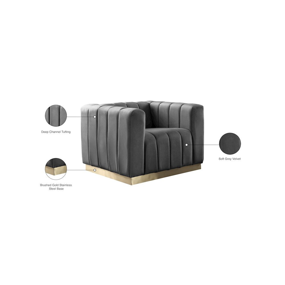Marlon Grey Velvet Chair