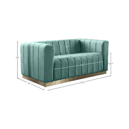 Marlon Mint Velvet Loveseat