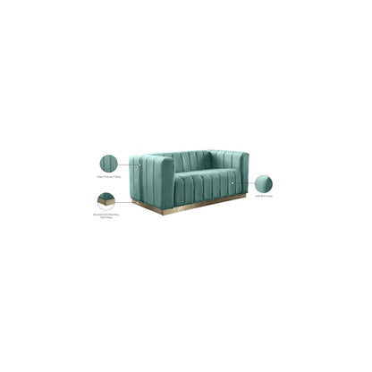 Marlon Mint Velvet Loveseat