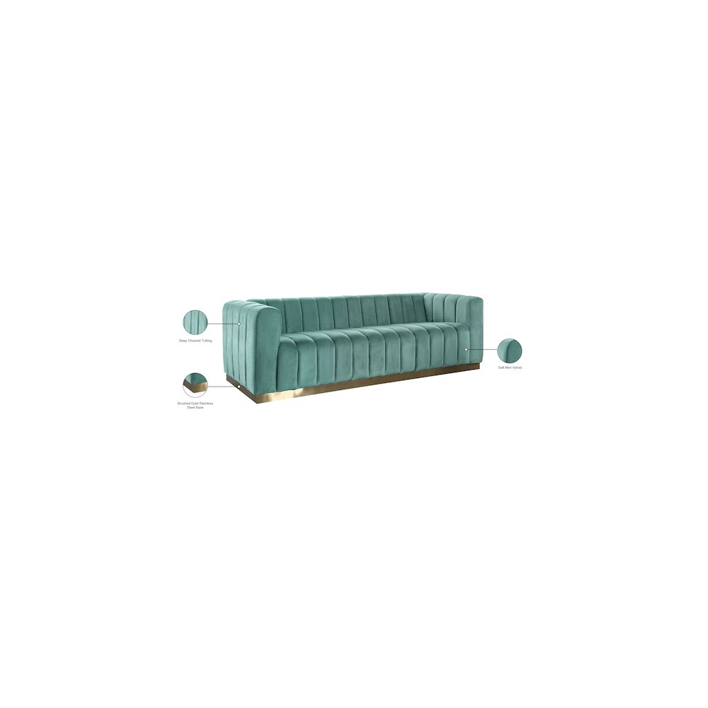 Marlon Mint Velvet Sofa