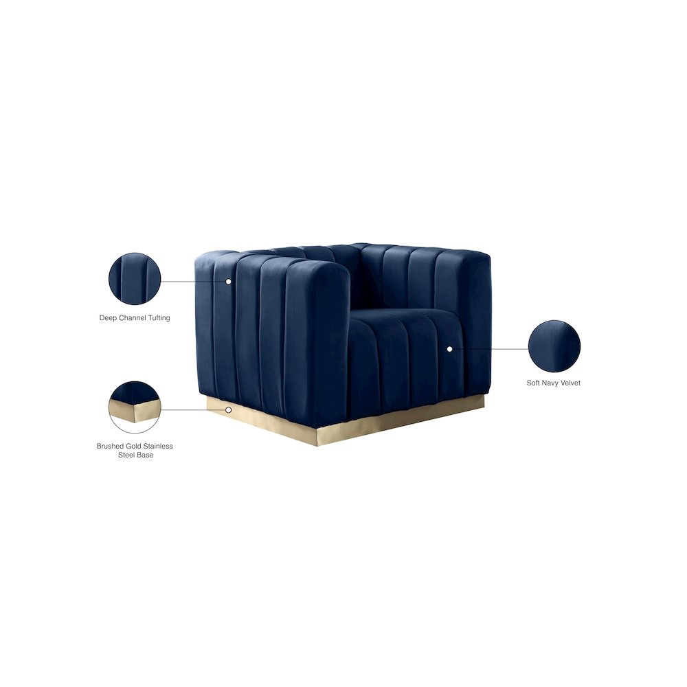 Marlon Navy Velvet Chair