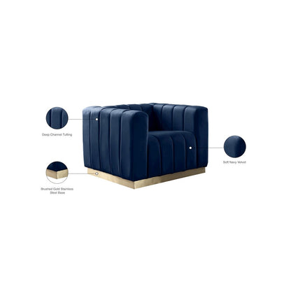 Marlon Navy Velvet Chair