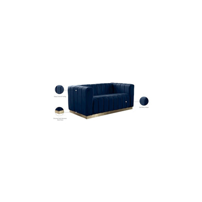Marlon Navy Velvet Loveseat