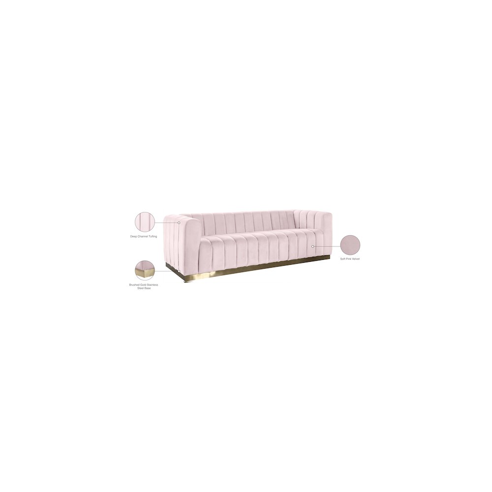 Marlon Pink Velvet Sofa