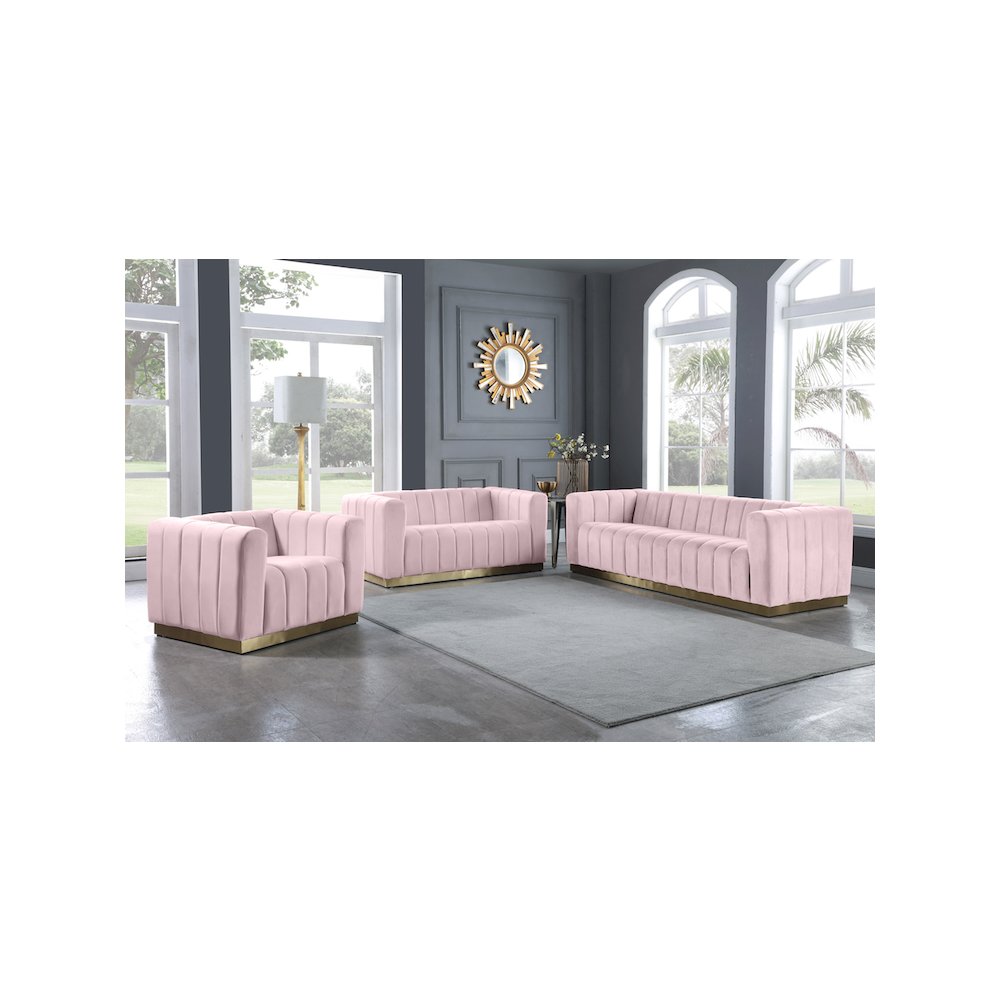 Marlon Pink Velvet Sofa