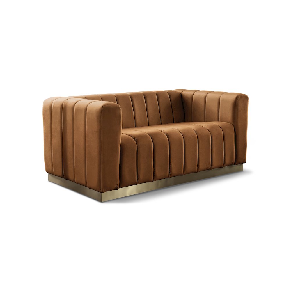 Marlon Saddle Velvet Loveseat