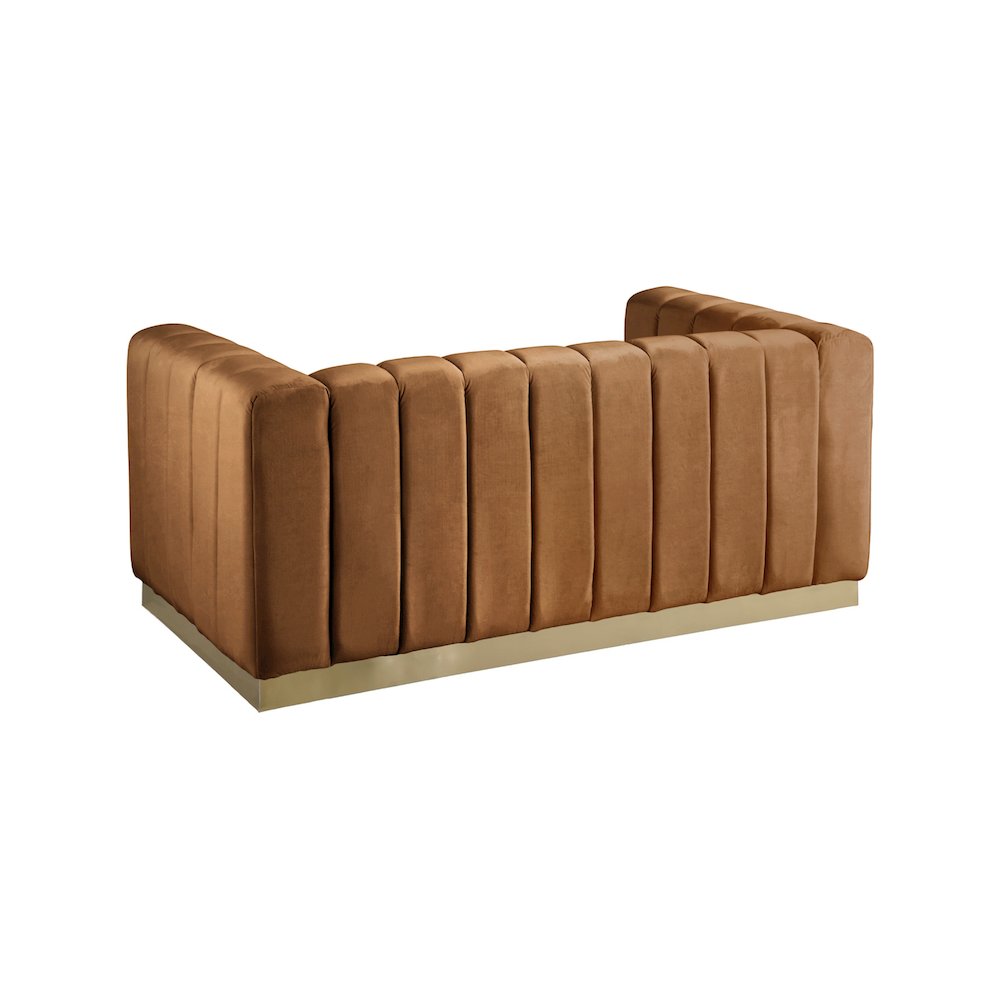 Marlon Saddle Velvet Loveseat
