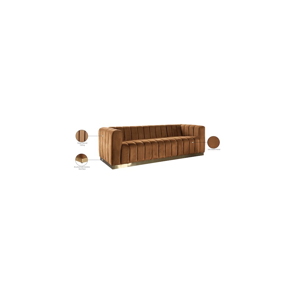 Marlon Saddle Velvet Sofa
