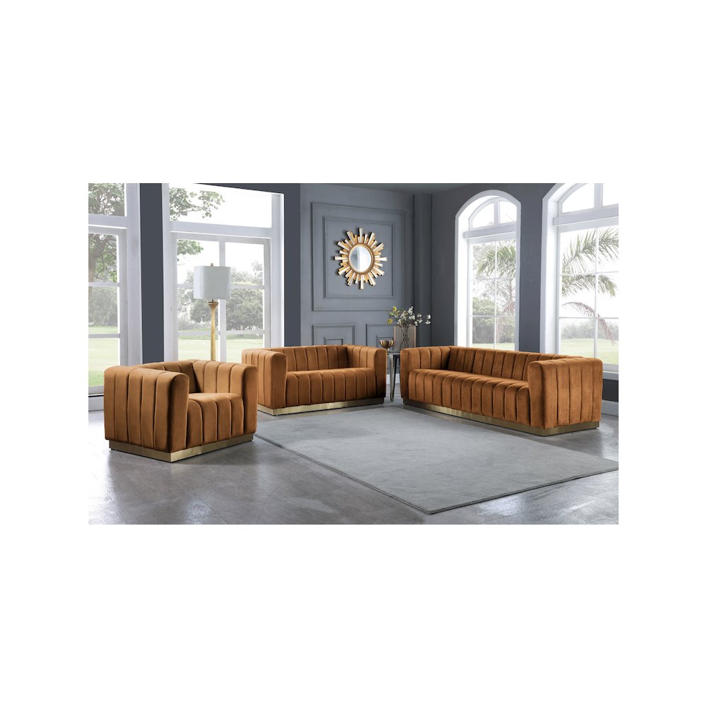 Marlon Saddle Velvet Sofa