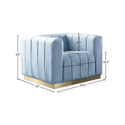 Marlon Sky Blue Velvet Chair