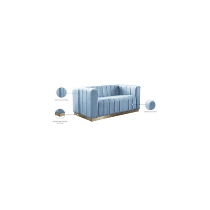 Marlon Sky Blue Velvet Loveseat