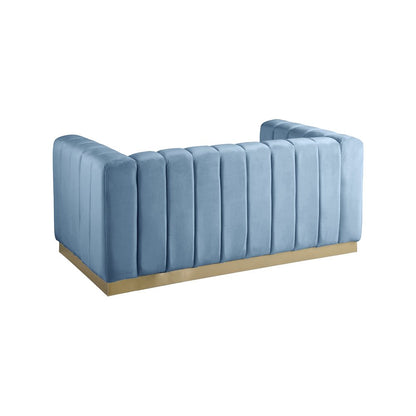 Marlon Sky Blue Velvet Loveseat
