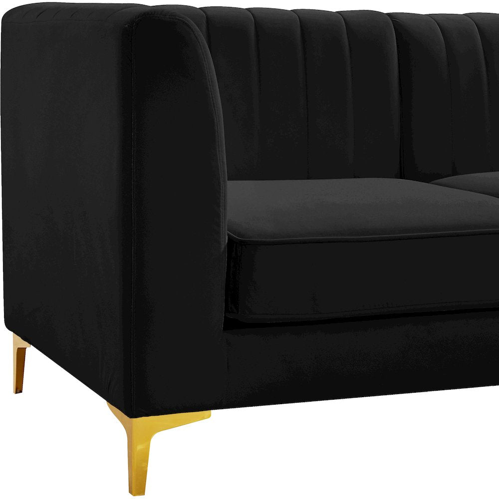 Alina Black Velvet Armless Chair