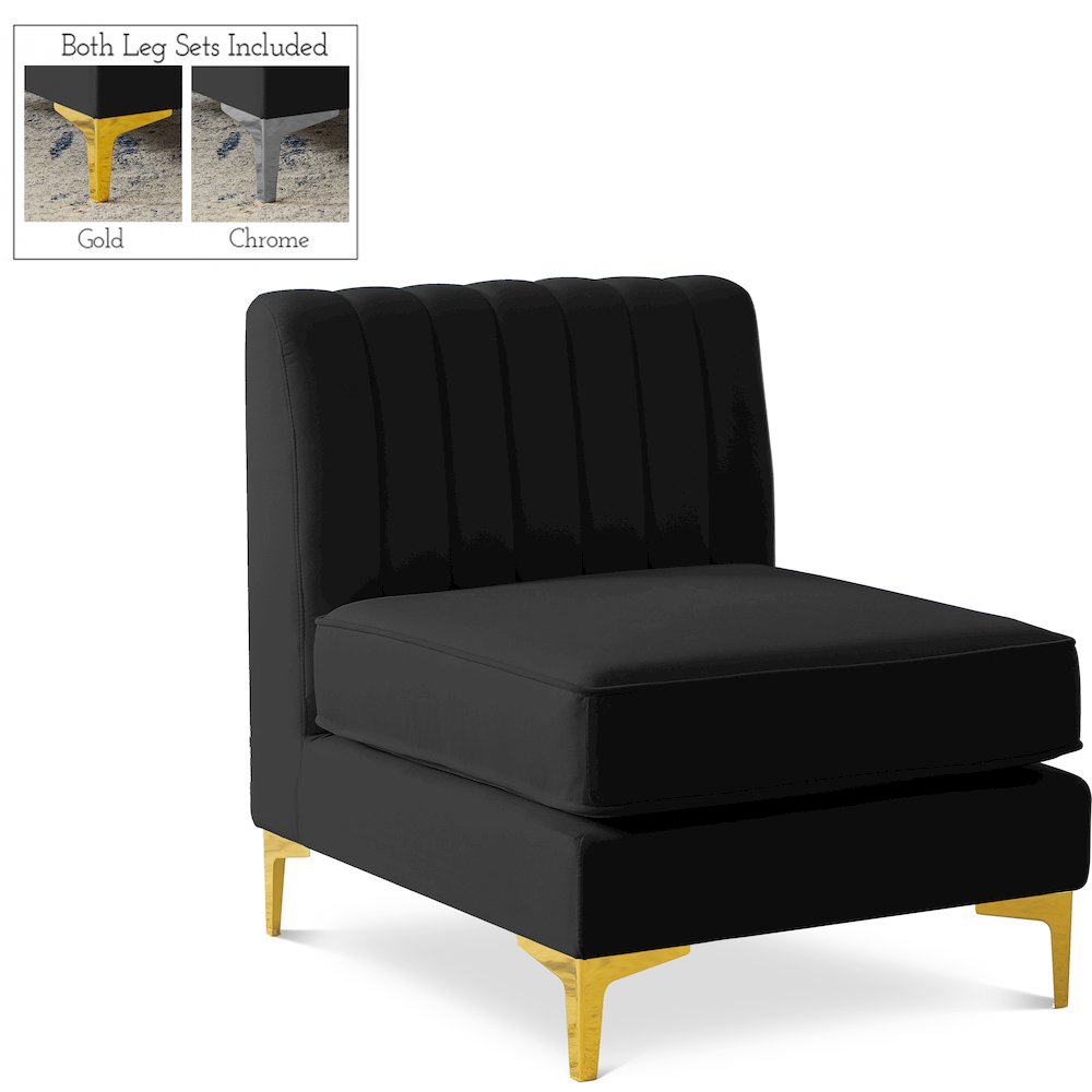 Alina Black Velvet Armless Chair