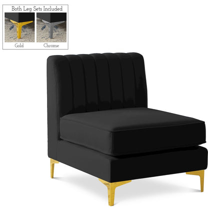 Alina Black Velvet Armless Chair