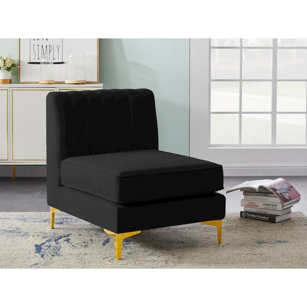 Alina Black Velvet Armless Chair