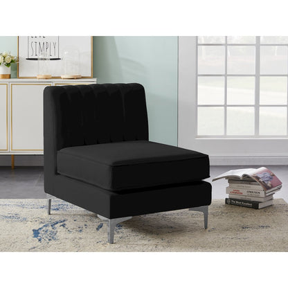 Alina Black Velvet Armless Chair
