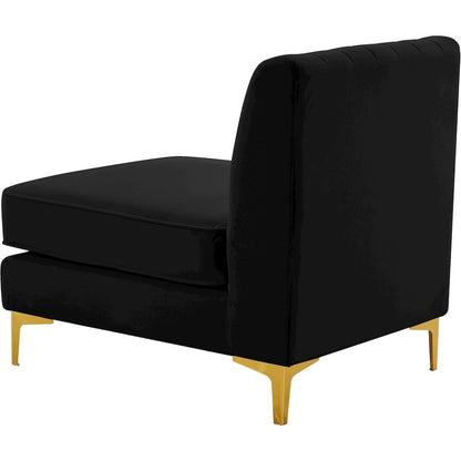 Alina Black Velvet Armless Chair