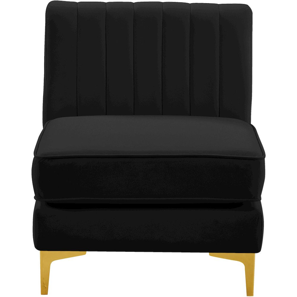 Alina Black Velvet Armless Chair