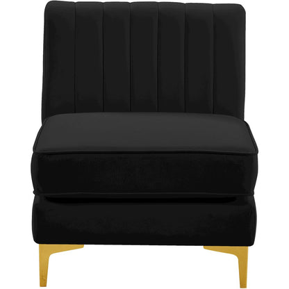 Alina Black Velvet Armless Chair