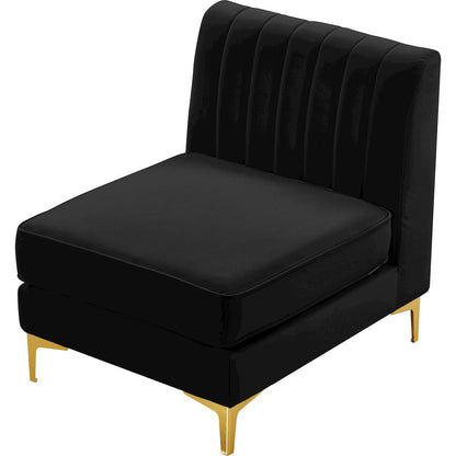 Alina Black Velvet Armless Chair