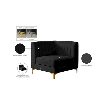 Alina Black Velvet Corner Chair