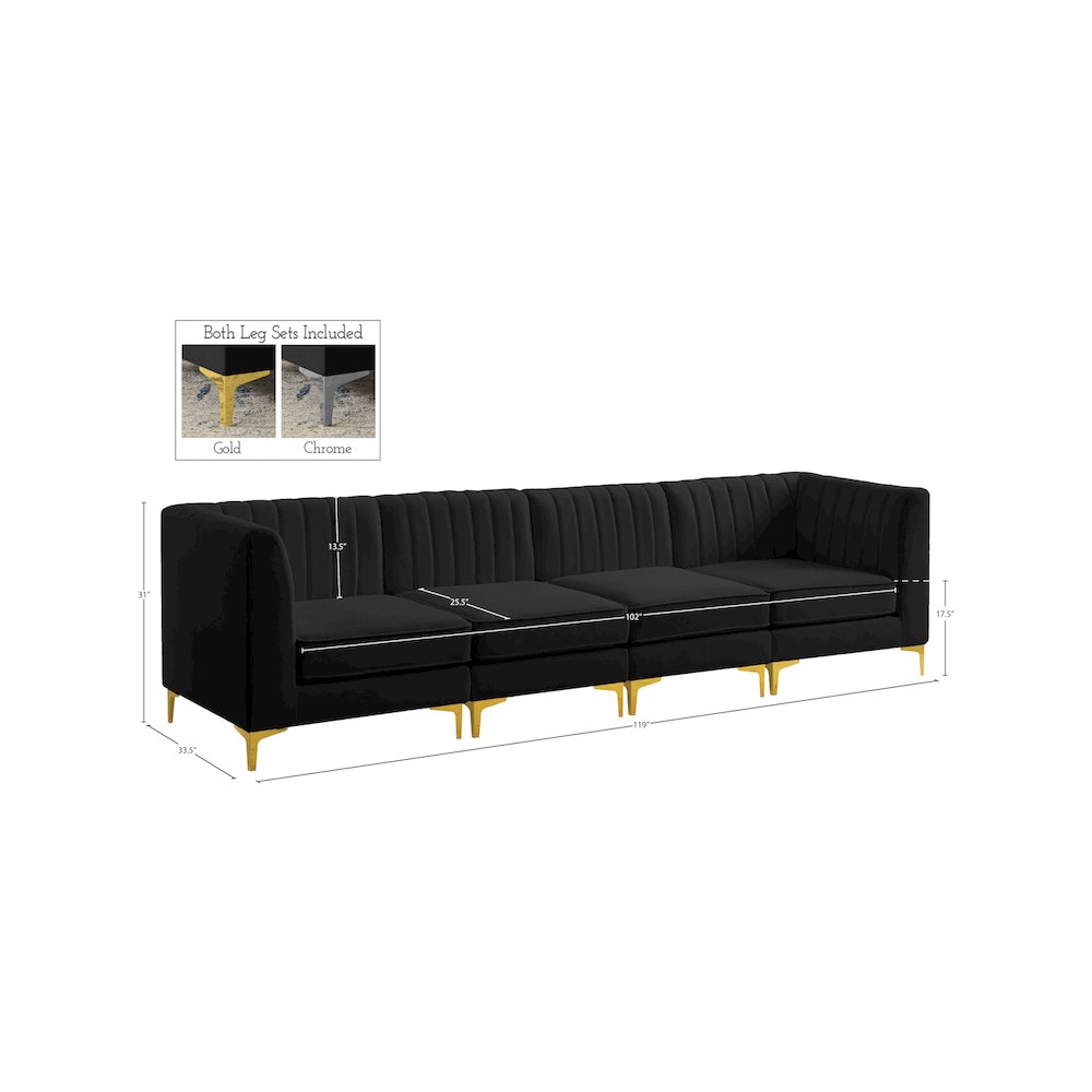 Alina Black Velvet Modular Sofa
