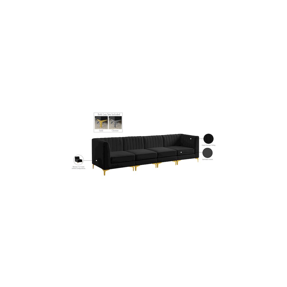 Alina Black Velvet Modular Sofa