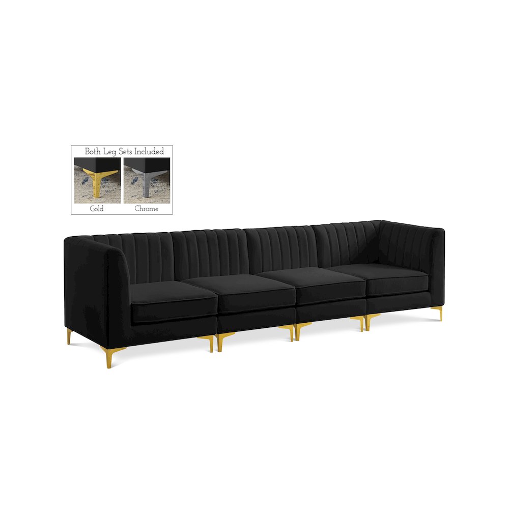 Alina Black Velvet Modular Sofa