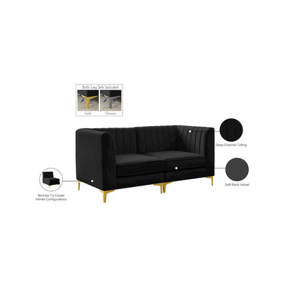 Alina Black Velvet Modular Sofa