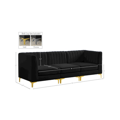 Alina Black Velvet Modular Sofa