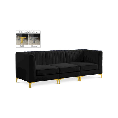 Alina Black Velvet Modular Sofa