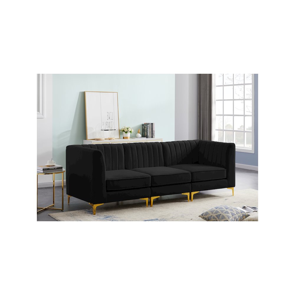 Alina Black Velvet Modular Sofa