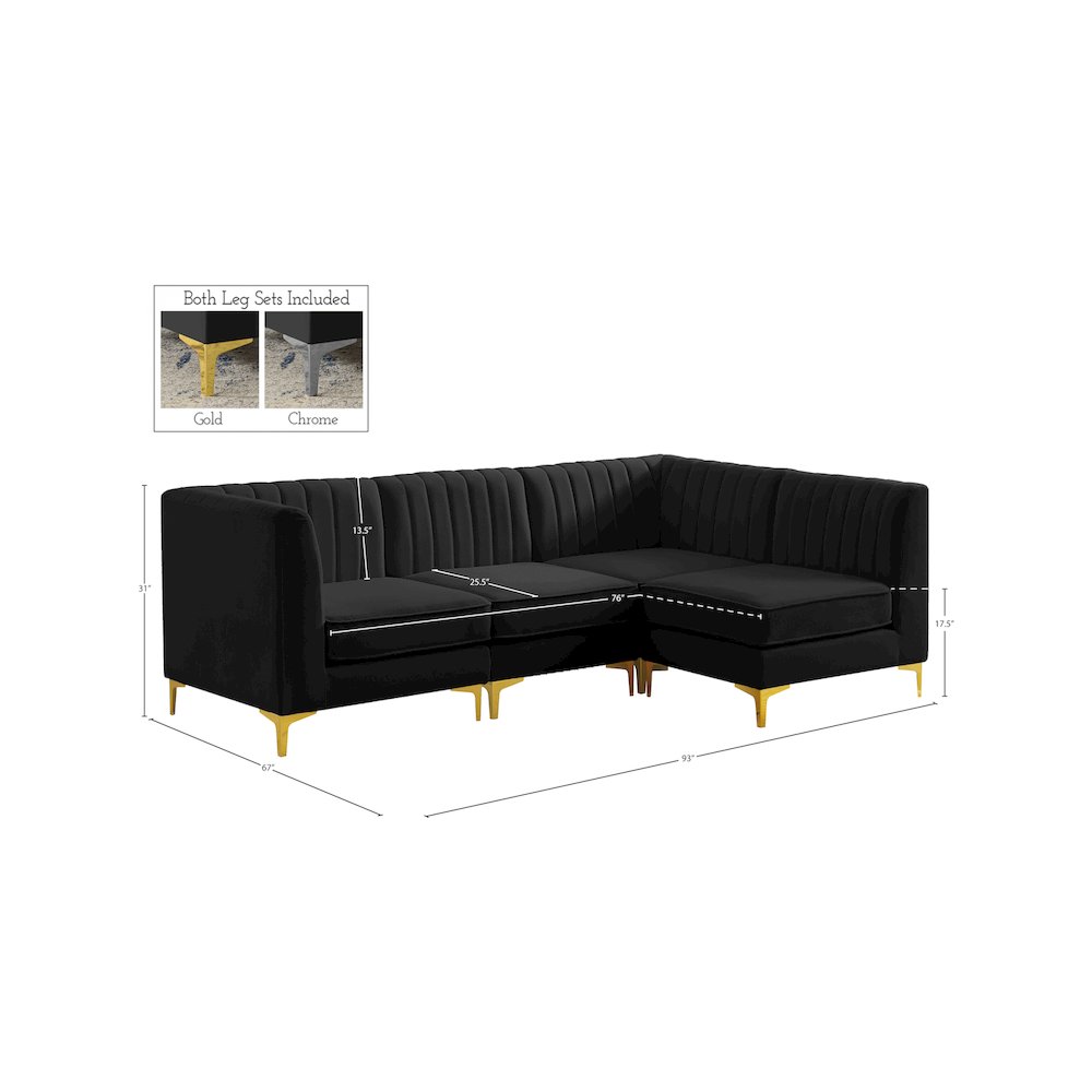 Alina Black Velvet Modular Sectional