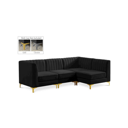 Alina Black Velvet Modular Sectional