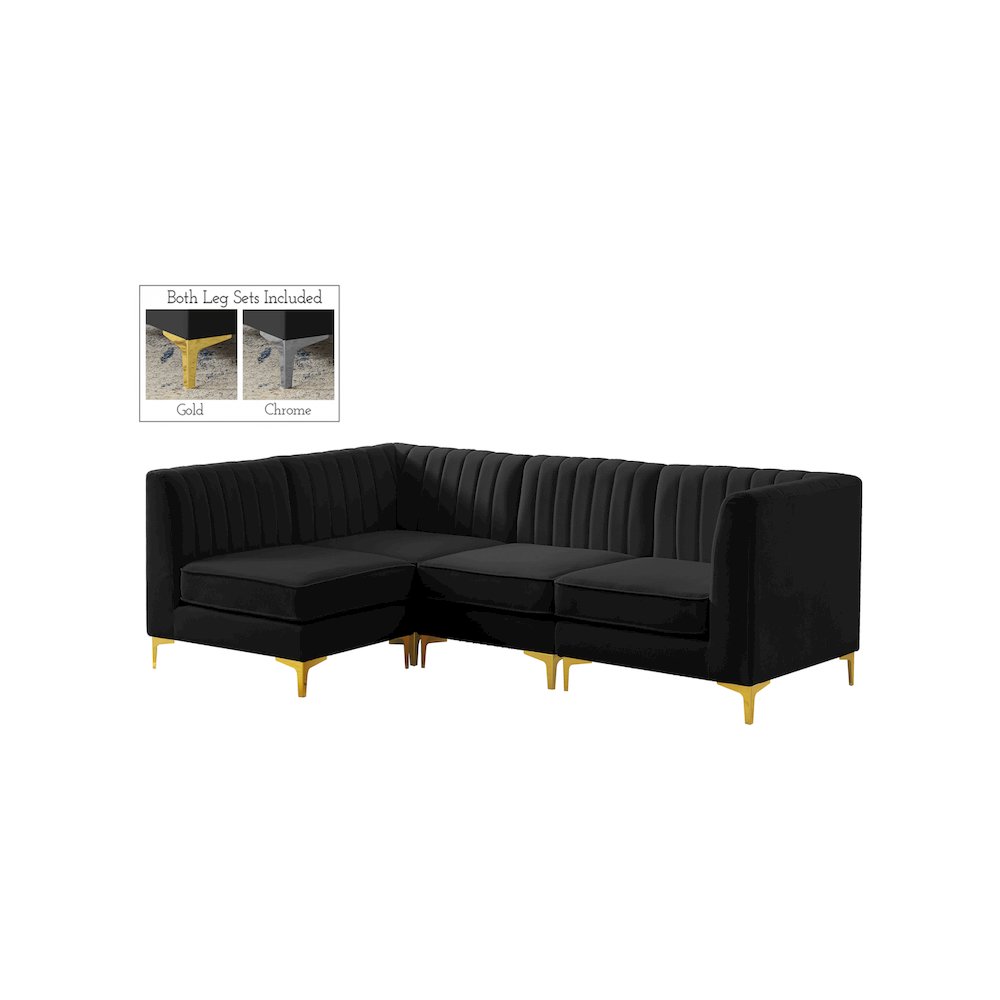 Alina Black Velvet Modular Sectional