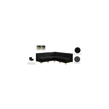 Alina Black Velvet Modular Sectional