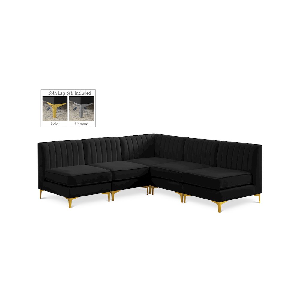 Alina Black Velvet Modular Sectional