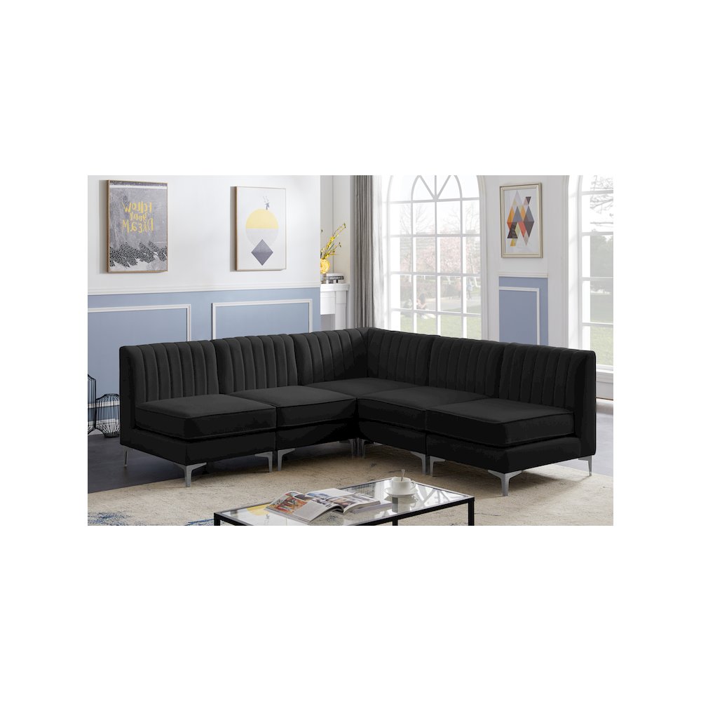 Alina Black Velvet Modular Sectional